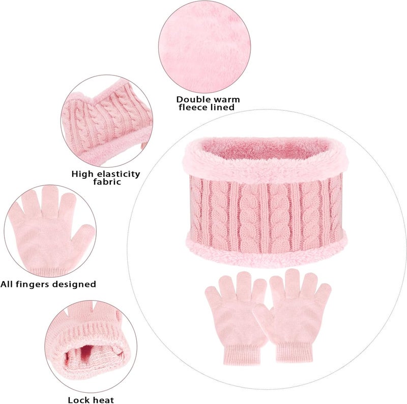 Machomby Kids Hat Scarf Gloves Set, Kids Winter Beanie Hat Scarf Gloves Set with Knit Thick Warm Fleece Lined for 1-6 Years Old - Image 5
